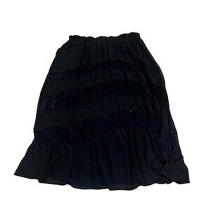 Torrid Skirt Womens Plus Size 1 Black Tiered Ruffle Knee Length Pull On